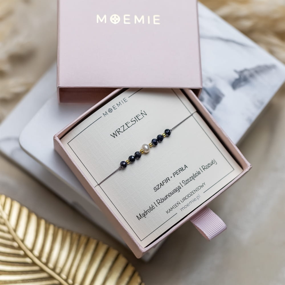 Bransoletka urodzeniowa Wrzesień - kamień urodzeniowy Szafir